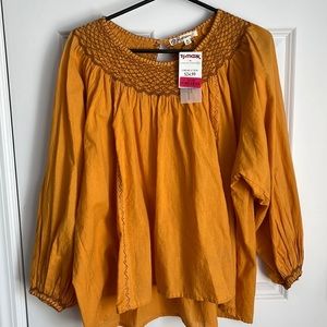 NWT Mustard Colored Boho Blouse